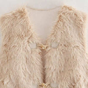 Women Winter Faux Fur Plush Vest Coat