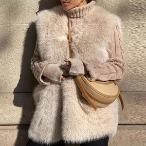 Women Winter Faux Fur Plush Vest Coat